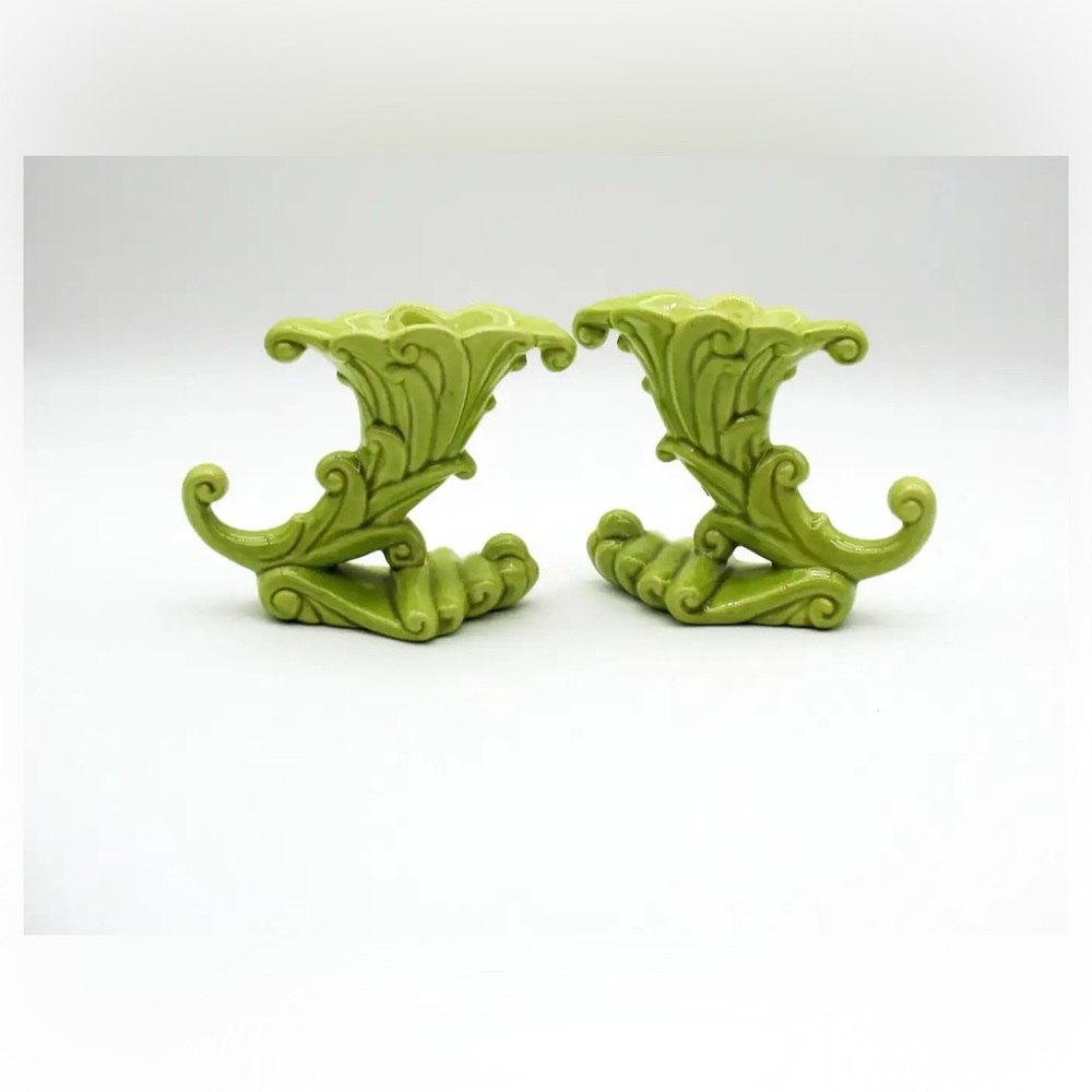 VTG 1950’s-60’s Royal Haeger Green Ceramic Candleholders